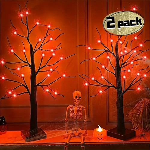 🎃 2-Piece Halloween Tree Light Set | 24 LEDs✨ | USB/Battery Powered⚡️ Indoor Decor for Haunted Room🎃👻