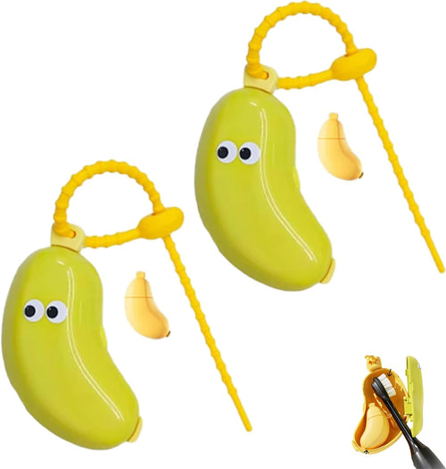 2PCS Banana Toothbrush Case, Cute Banana Travel Toothbrush Storage Box, Portable 2in1 Toothbrush Cover- with Toothpaste Dispenser for Hiking Camping