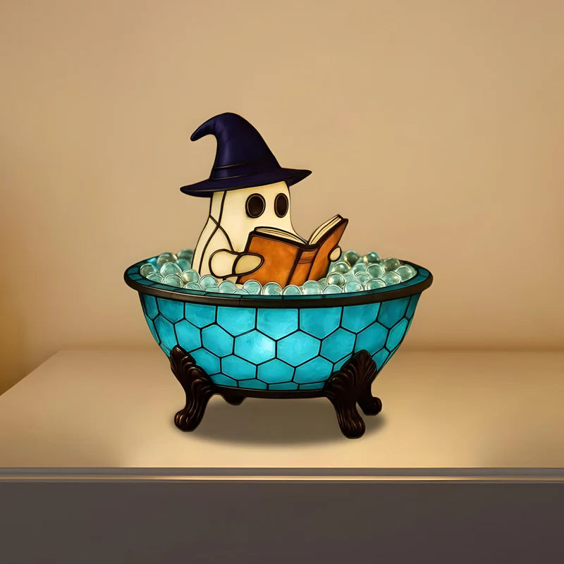 👻✨Ghost Bubble Bath Night Light – Halloween Handmade LED Lamp, Cute Spooky Decor for Bathtub & Party