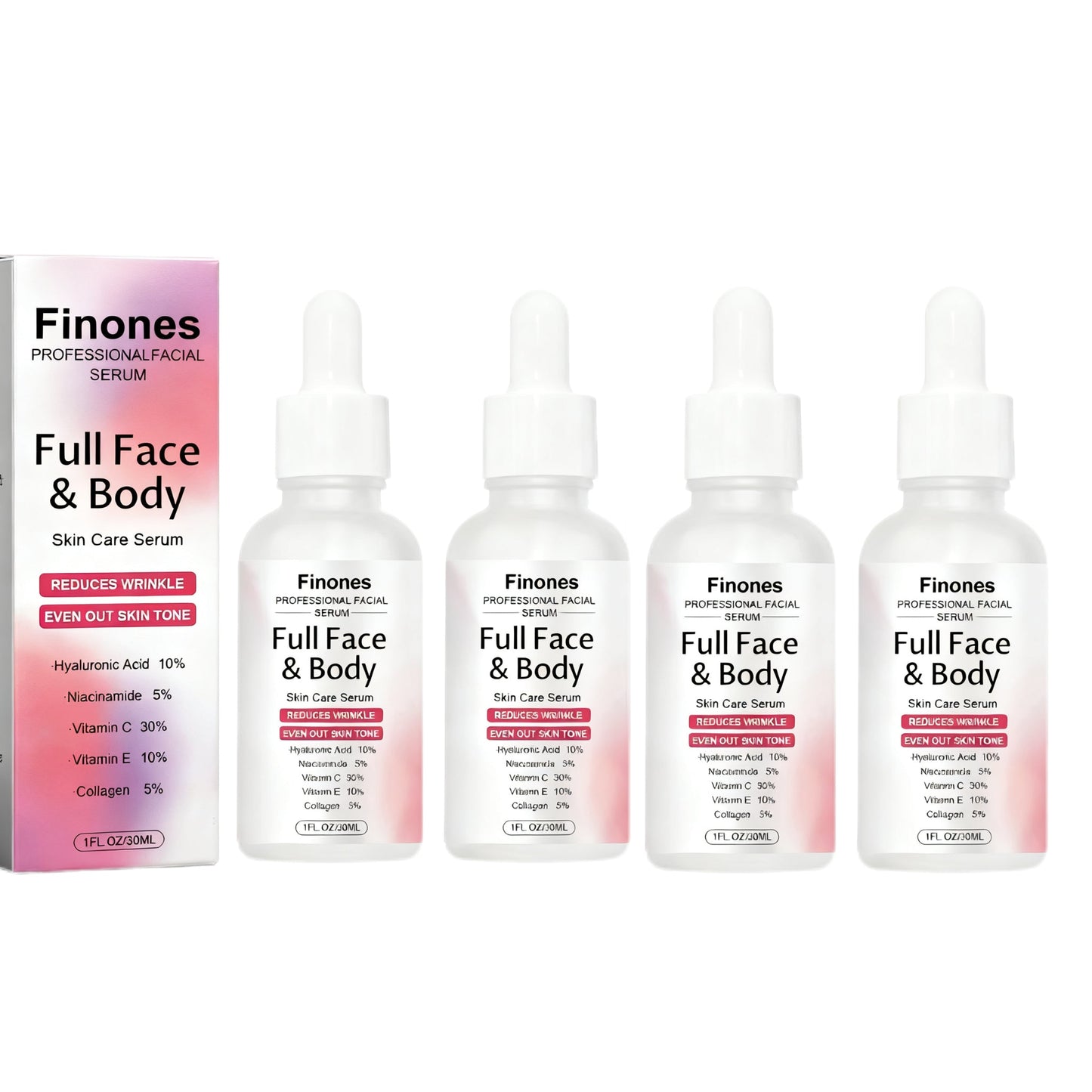 Finones 5-in-1 Anti-Aging Serum: Vitamin C Face & Body Serum to Hydrate, Firm & Reduce Wrinkles