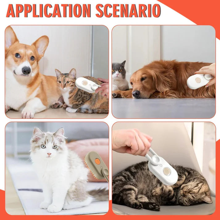 Comb For Dogs Cat Brush With Steam - 3-In-1 Electric Spray Dog Steamer Brush For Gentle Massage, Removes Tangled Loose Hair