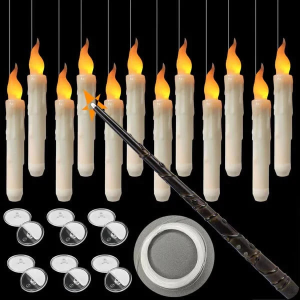 🕯️✨ 12-Pack Magic Wand Remote Candles + Wireless Wand 🎃 🕯️✨The Most ENCHANTING Halloween Decor! ✨🕯️
