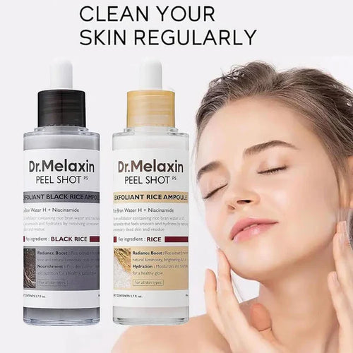 Peel Shot Glow Rice Ampoule Duo White rice ampoule+Black rice ampoule Soft Exfoliating Face and Body Scrub Dead Skin Cells, Blackheads Remover for All Skin Types 2