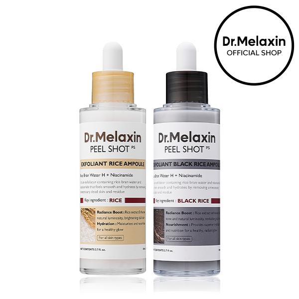 Peel Shot Glow Rice Ampoule Duo White rice ampoule+Black rice ampoule Soft Exfoliating Face and Body Scrub Dead Skin Cells, Blackheads Remover for All Skin Types 2