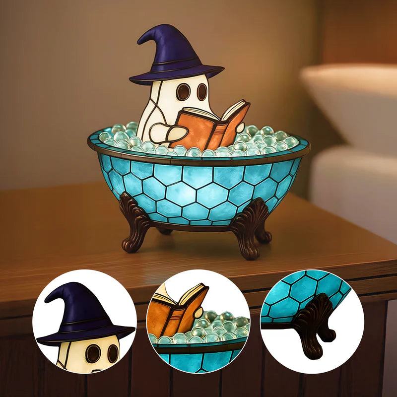 👻✨Ghost Bubble Bath Night Light – Halloween Handmade LED Lamp, Cute Spooky Decor for Bathtub & Party