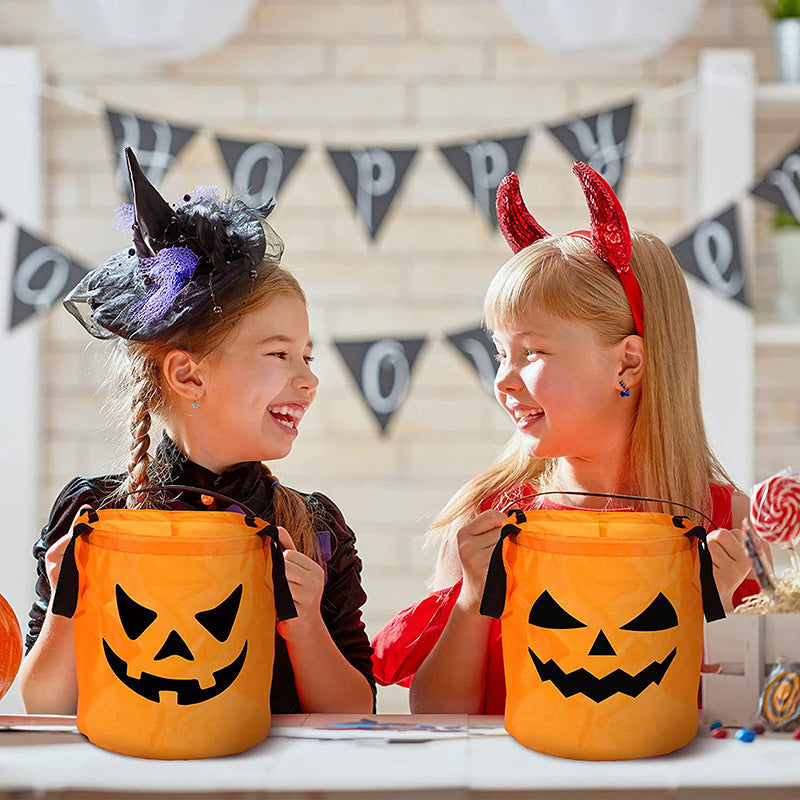 LED Light-Up Halloween Pumpkin Candy Tote Bag Trick or Treat Party Bucket