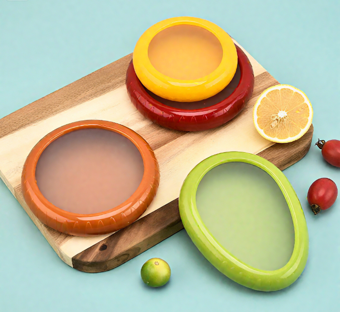 Fruit Vegetable Shaped Savers, 4 PCS Silicone Fruit And Vegetable Shaped Savers, Reusable Refrigerator Storage Box