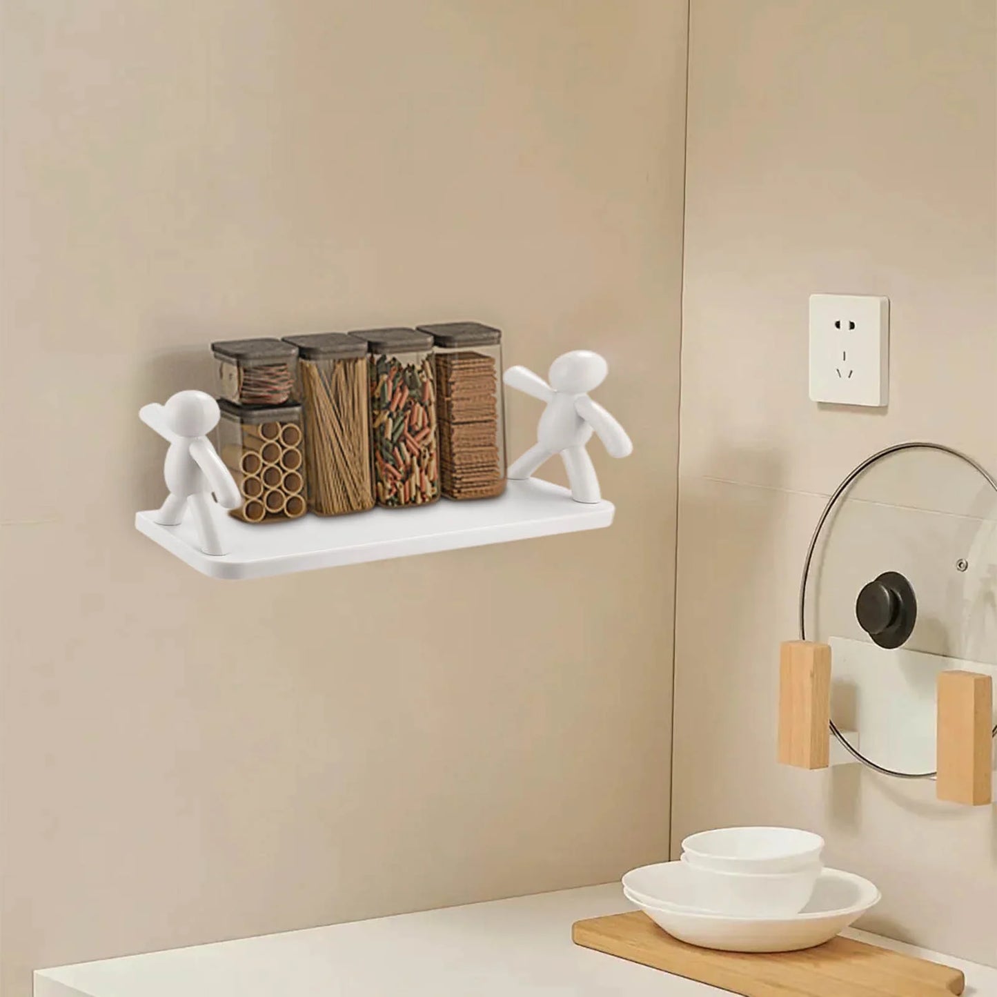 2pcs Cute Small White Men'S Wall Mounted Storage Rack
