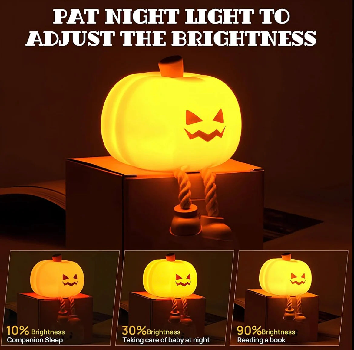 🎃 Halloween Pumpkin Night Light – Soft Silicone Tap Control LED Lamp
