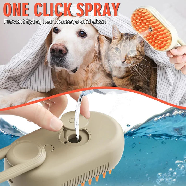 Comb For Dogs Cat Brush With Steam - 3-In-1 Electric Spray Dog Steamer Brush For Gentle Massage, Removes Tangled Loose Hair