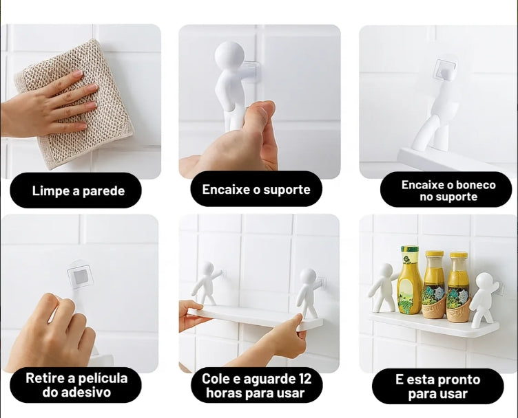 2pcs Cute Small White Men'S Wall Mounted Storage Rack