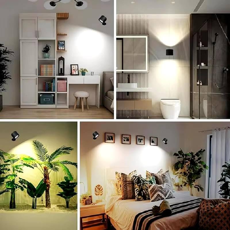 LED Wall Sconces Light Touch Control Double Head Wall Lamp 360 Rotatable 3Colors Wall Lights Wireless Night Lights for Bedroom