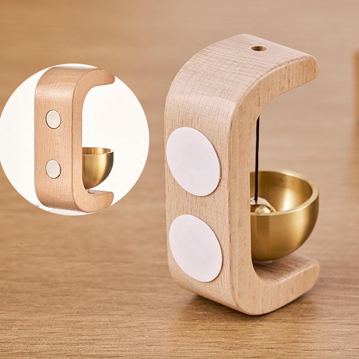 Magnetic Wooden Doorbell Chime Vintage Doorbell Wooden C-Shaped