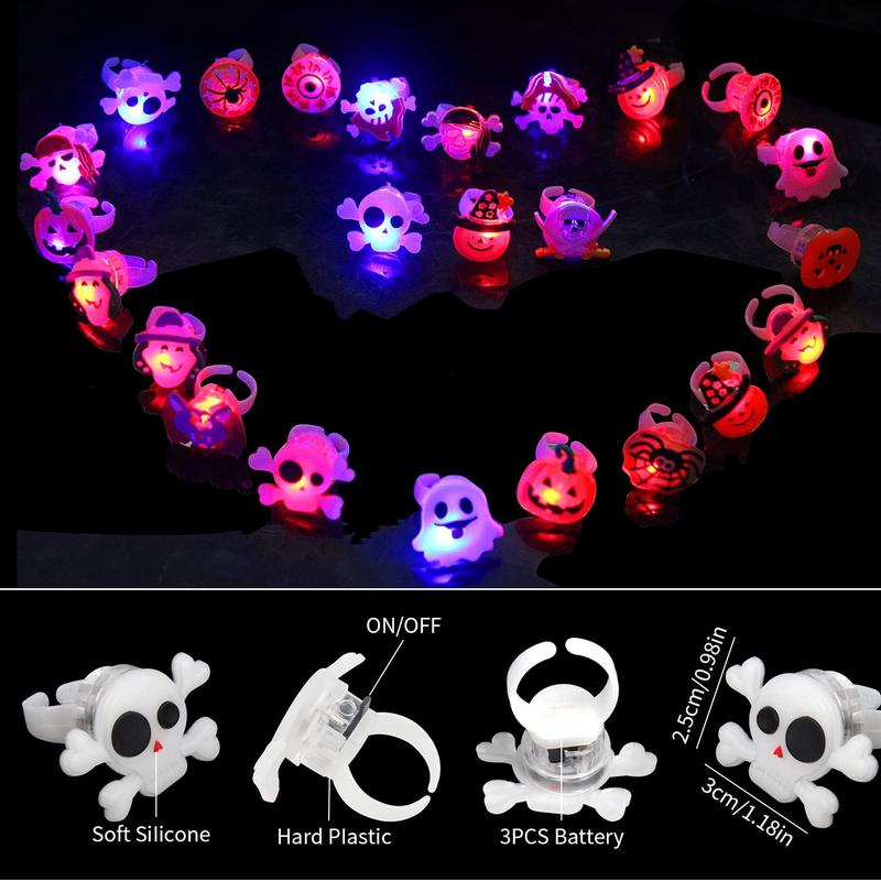 👻50Pcs LED Halloween Ring,Halloween Christmas Party Decoration Home Horror Props