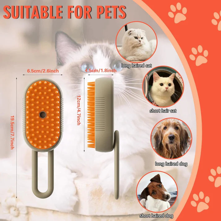 Comb For Dogs Cat Brush With Steam - 3-In-1 Electric Spray Dog Steamer Brush For Gentle Massage, Removes Tangled Loose Hair