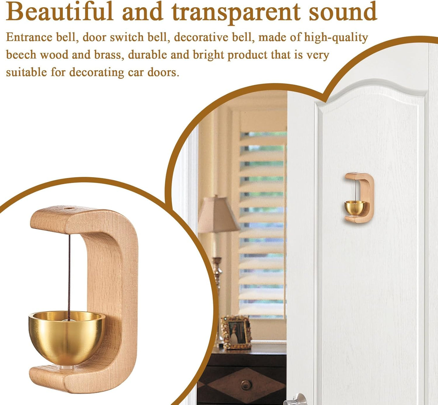 Magnetic Wooden Doorbell Chime Vintage Doorbell Wooden C-Shaped