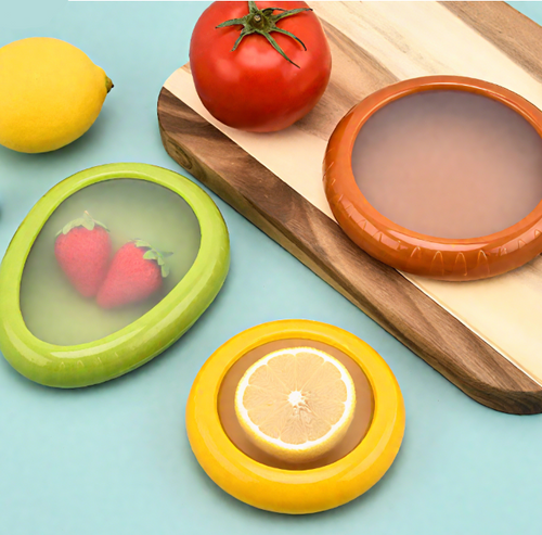 Fruit Vegetable Shaped Savers, 4 PCS Silicone Fruit And Vegetable Shaped Savers, Reusable Refrigerator Storage Box