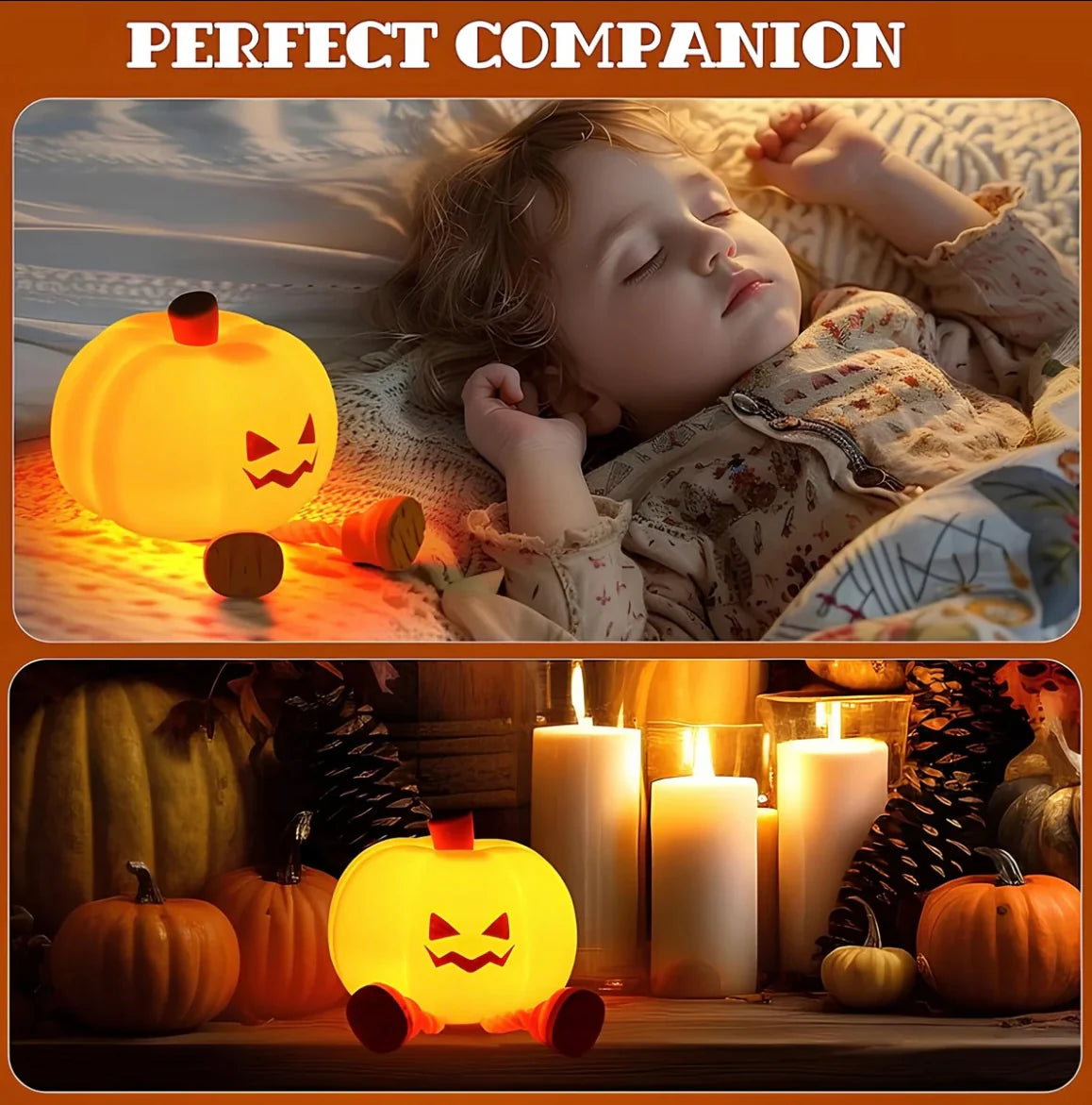 🎃 Halloween Pumpkin Night Light – Soft Silicone Tap Control LED Lamp
