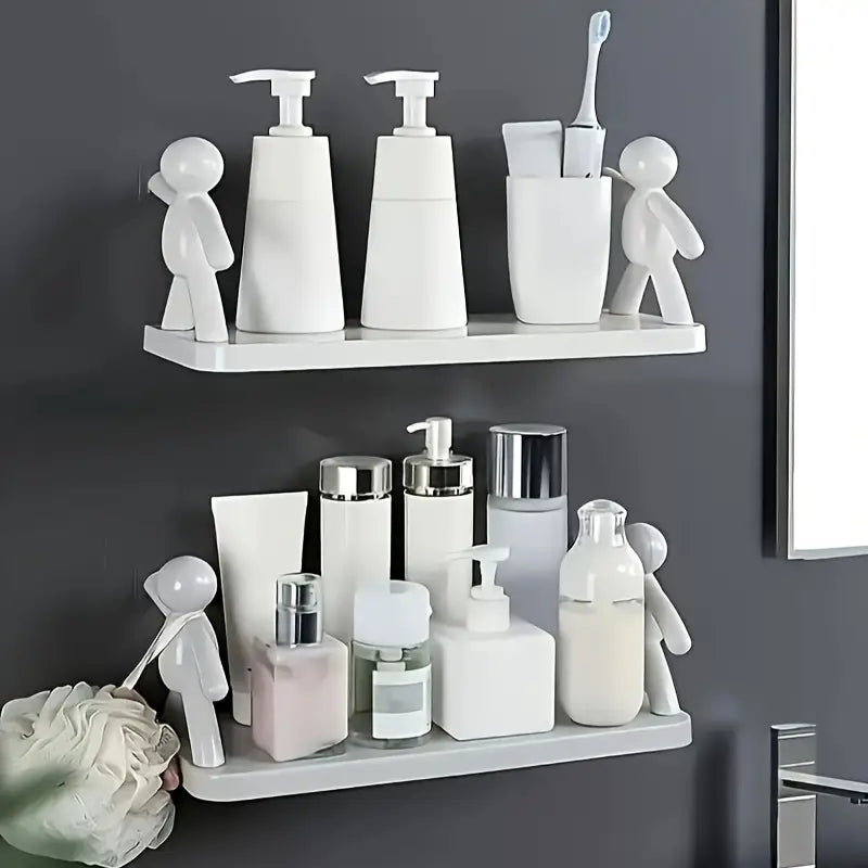 2pcs Cute Small White Men'S Wall Mounted Storage Rack