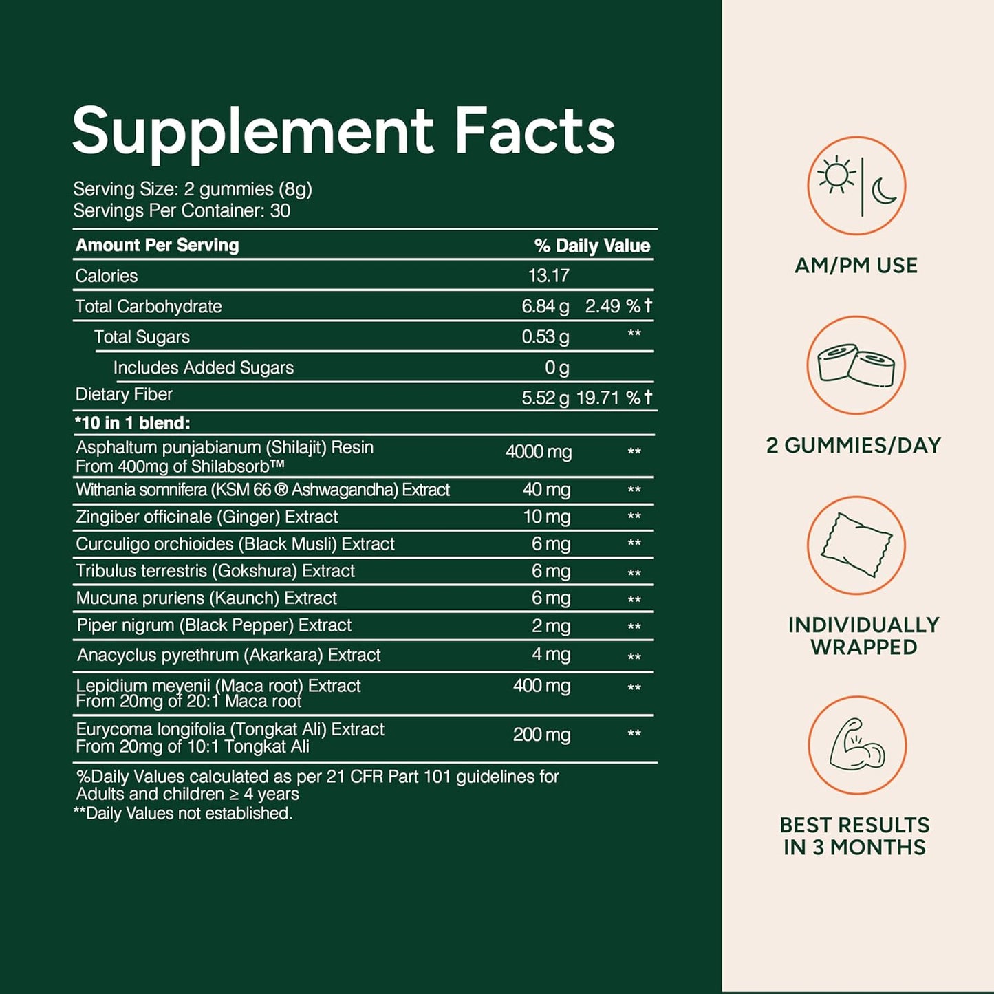 10-in-1 Alpha Shilajit Gummies | 4000 mg Pure Himalayan Goat Cheese, Tongkat Ali, Maca Root, 75% Fulvic Acid | ShilAbsorb Bioavailable Technology | Sugar-Free, Vegetarian, 85+ Trace Minerals | 60 Gummies