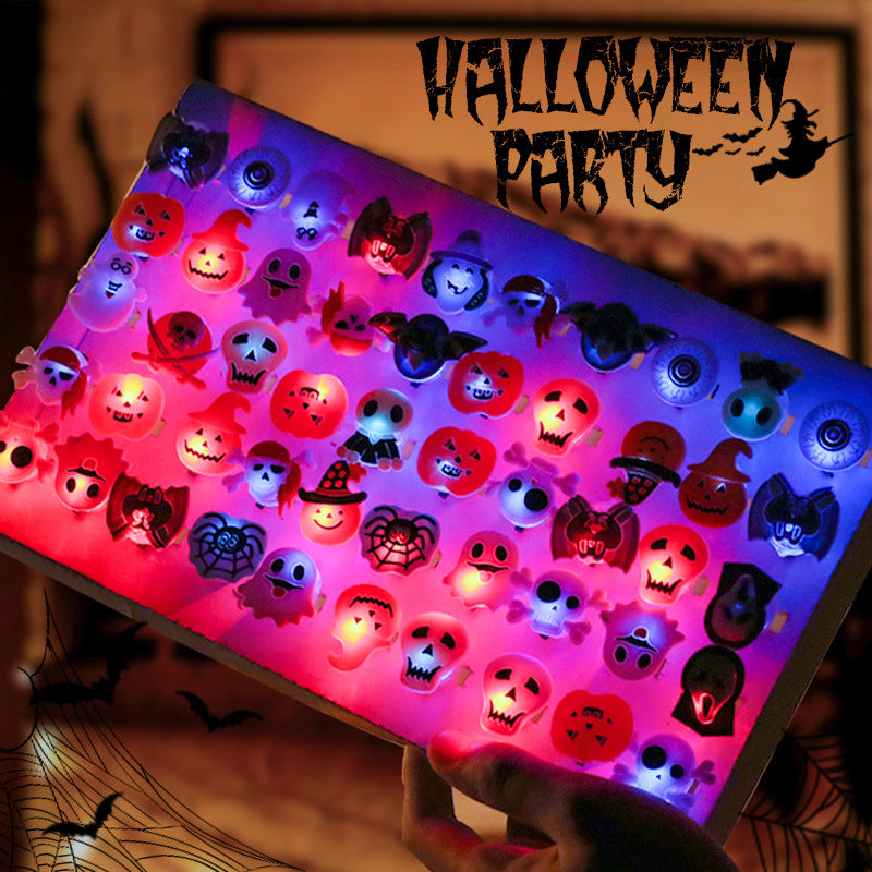 👻50Pcs LED Halloween Ring,Halloween Christmas Party Decoration Home Horror Props