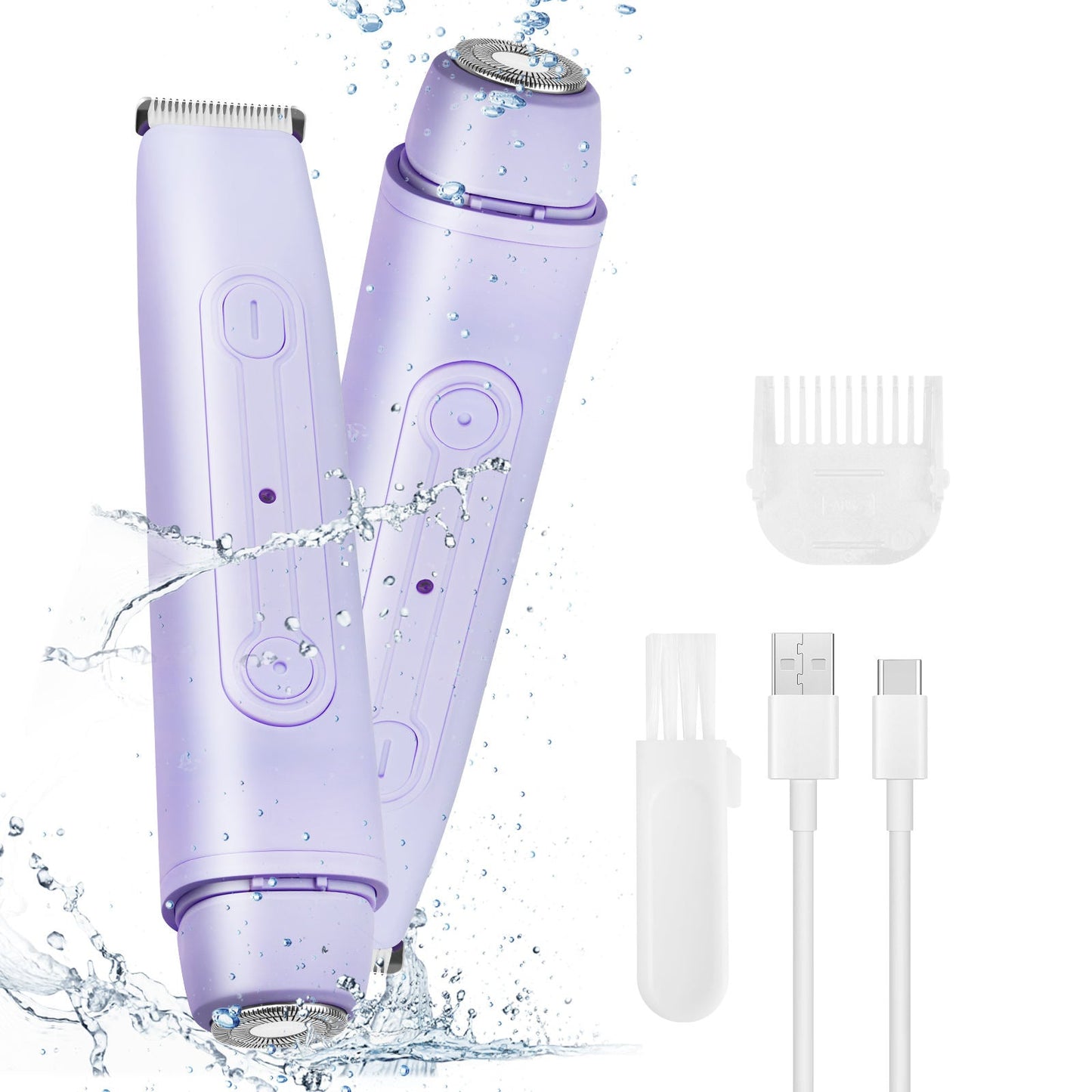 Electric Shaver for Women 2 in 1 Bikini Trimmer, USB Rechargeable Electric Razors Body Hair Trimmer for Face Leg Bikini Underarm