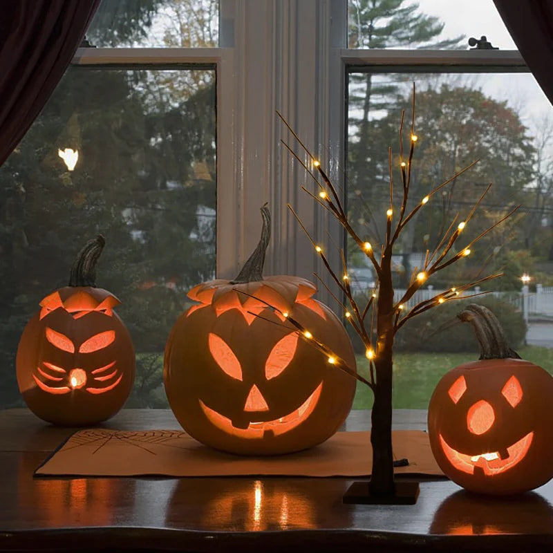🎃 2-Piece Halloween Tree Light Set | 24 LEDs✨ | USB/Battery Powered⚡️ Indoor Decor for Haunted Room🎃👻