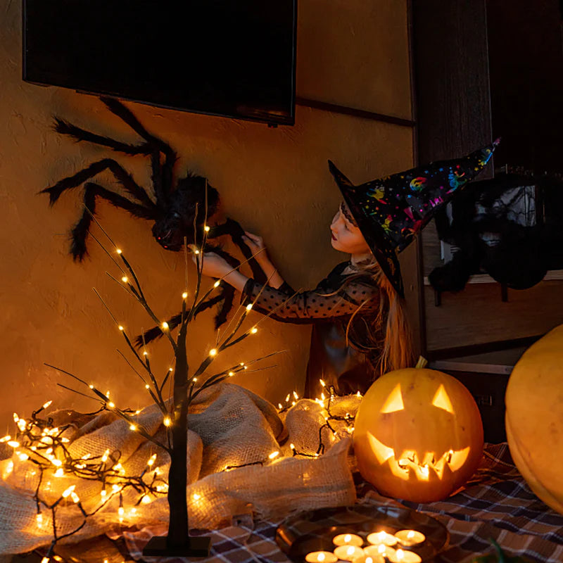 🎃 2-Piece Halloween Tree Light Set | 24 LEDs✨ | USB/Battery Powered⚡️ Indoor Decor for Haunted Room🎃👻