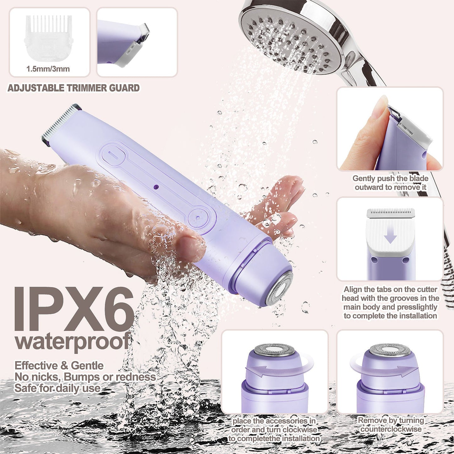 Electric Shaver for Women 2 in 1 Bikini Trimmer, USB Rechargeable Electric Razors Body Hair Trimmer for Face Leg Bikini Underarm