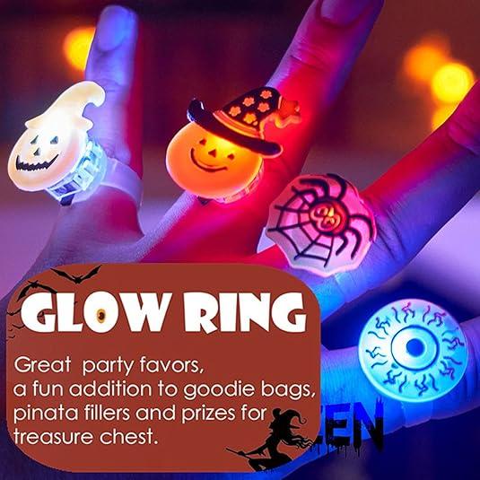 👻50Pcs LED Halloween Ring,Halloween Christmas Party Decoration Home Horror Props
