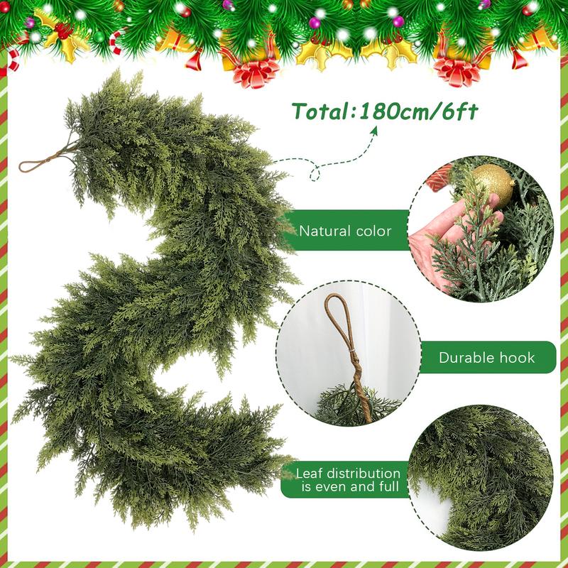 Real Touch Artificial Cedar Garland - 6FT Lifelike Winter Greenery for Mantle, Table, and Wall Decor | Indoor & Outdoor Christmas Garland