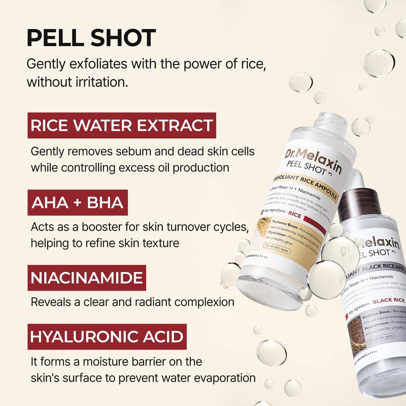 Peel Shot Glow Rice Ampoule Duo White rice ampoule+Black rice ampoule Soft Exfoliating Face and Body Scrub Dead Skin Cells, Blackheads Remover for All Skin Types 2