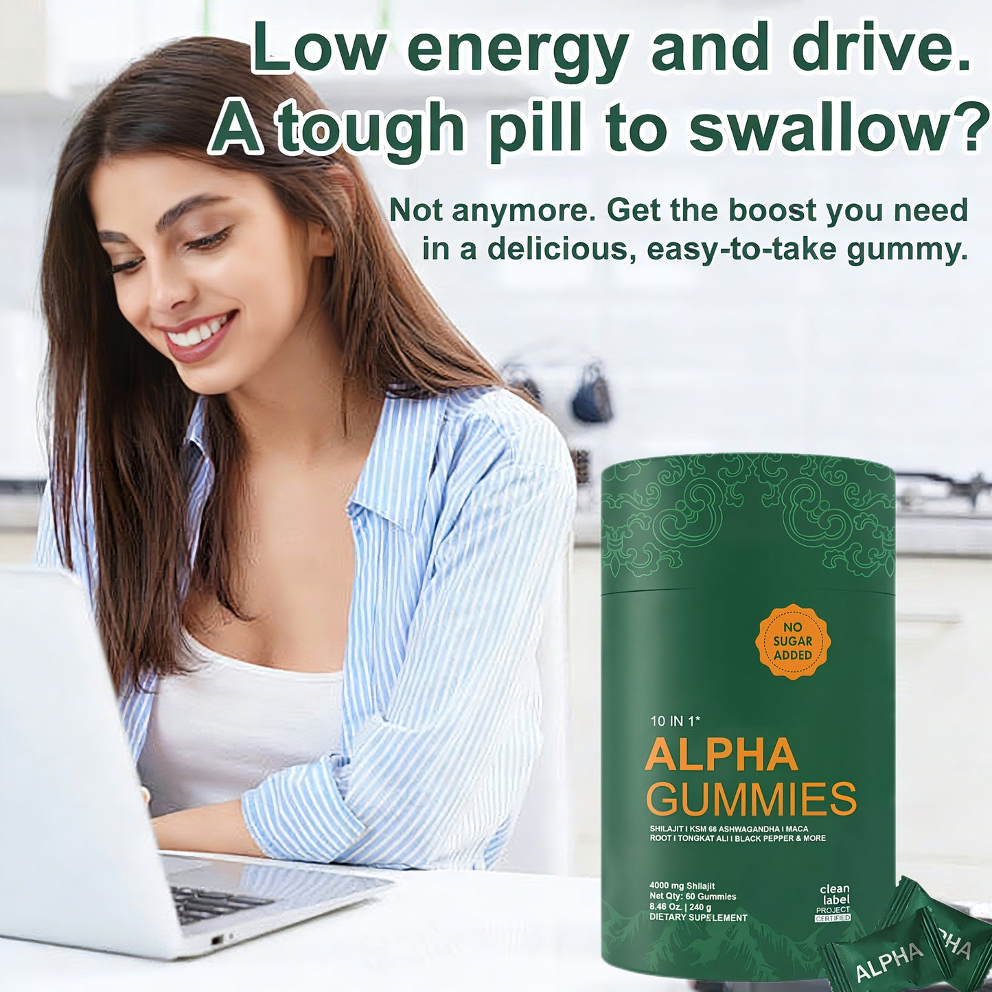 10-in-1 Alpha Shilajit Gummies | 4000 mg Pure Himalayan Goat Cheese, Tongkat Ali, Maca Root, 75% Fulvic Acid | ShilAbsorb Bioavailable Technology | Sugar-Free, Vegetarian, 85+ Trace Minerals | 60 Gummies