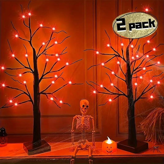 🎃 2-Piece Halloween Tree Light Set |  24 LEDs✨ | USB/Battery Powered⚡️ Indoor Decor for Haunted Room🎃👻