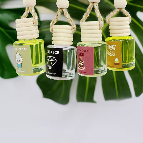 （3PCS)Car Air Freshener Diffuser in Transparent Glass, 30-60 Days Fragrance, Hanging Automotive Scent，Four flavor options