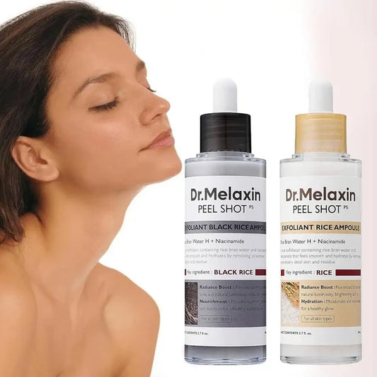 Peel Shot Glow Rice Ampoule Duo White rice ampoule+Black rice ampoule Soft Exfoliating Face and Body Scrub Dead Skin Cells, Blackheads Remover for All Skin Types.