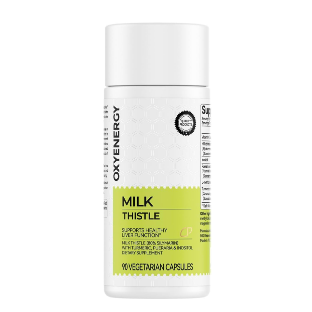 OxyEnergy Silymarin Milk Thistle 300mg – Liver Detox & Repair with Vitamin C, Inositol & Pueraria – 90 Veg Capsules