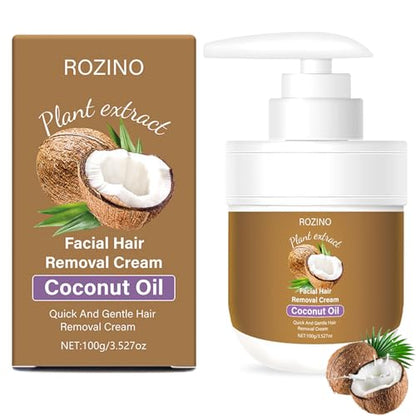 Coconut Oil Facial Hair Remover Cream -Painless & Sensitive Skin Safe