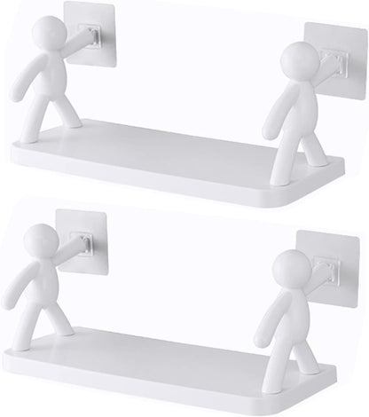 2pcs Cute Small White Men'S Wall Mounted Storage Rack