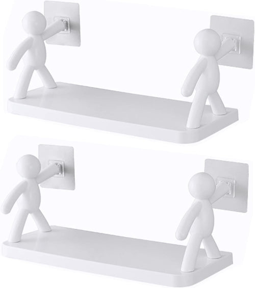 2pcs Cute Small White Men'S Wall Mounted Storage Rack