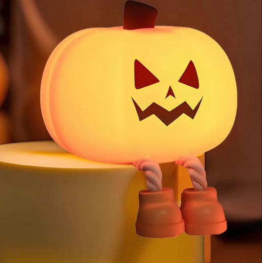 🎃 Halloween Pumpkin Night Light – Soft Silicone Tap Control LED Lamp