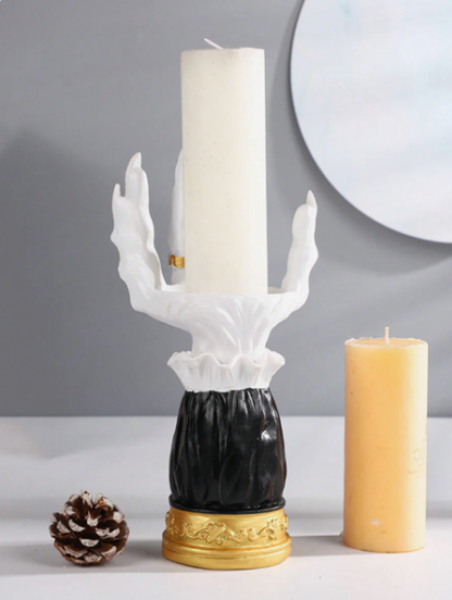 Fright Night Candle Holder: Spooky Halloween Hand Ornament