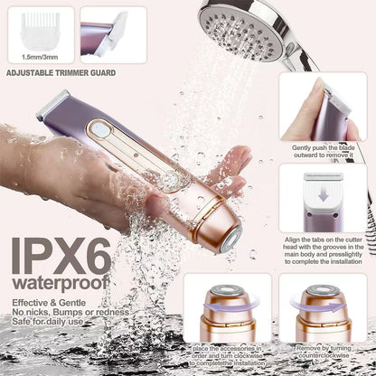 Electric Shaver for Women 2 in 1 Bikini Trimmer, USB Rechargeable Electric Razors Body Hair Trimmer for Face Leg Bikini Underarm