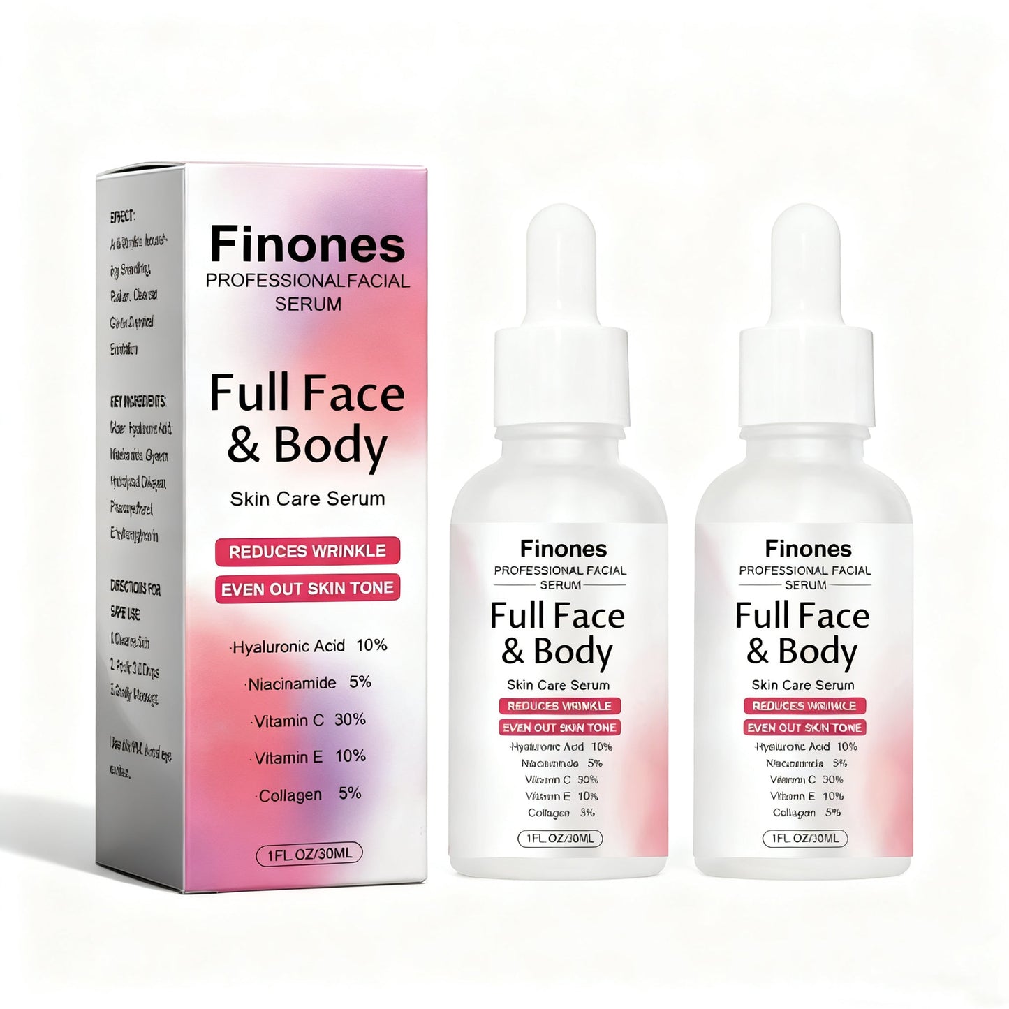 Finones 5-in-1 Anti-Aging Serum: Vitamin C Face & Body Serum to Hydrate, Firm & Reduce Wrinkles