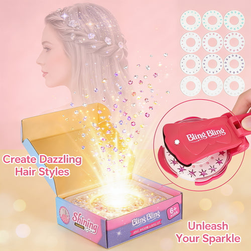Gemstone Hair Styling Kit: Glitter Diamond Tools + 180 Colorful Gems, No Heat Required