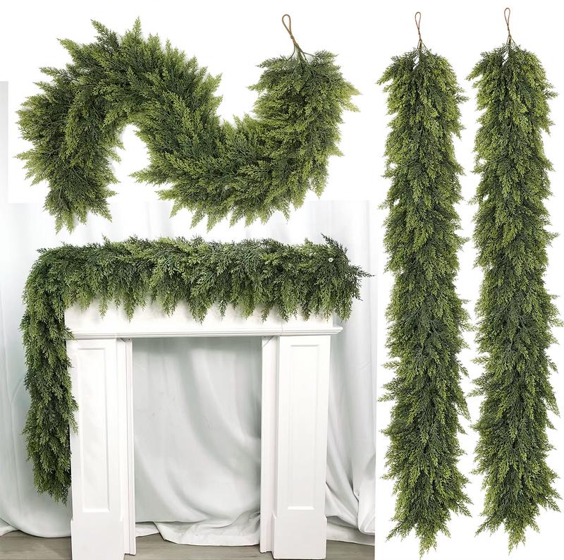 Real Touch Artificial Cedar Garland -  6FT Lifelike Winter Greenery for Mantle, Table, and Wall Decor | Indoor & Outdoor Christmas Garland
