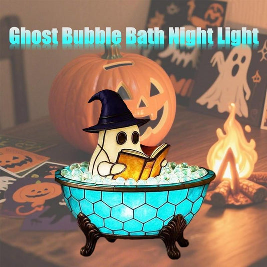 👻✨Ghost Bubble Bath Night Light – Halloween Handmade LED Lamp, Cute Spooky Decor for Bathtub & Party