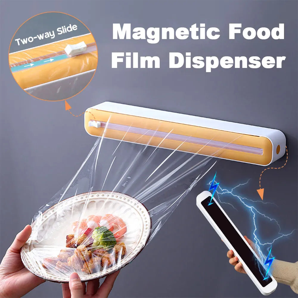 Magnetic Plastic Film Cutter – Wall-Mount Dispenser & Organizer
