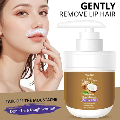 Coconut Oil Facial Hair Remover Cream -Painless & Sensitive Skin Safe