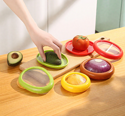 Fruit Vegetable Shaped Savers, 4 PCS Silicone Fruit And Vegetable Shaped Savers, Reusable Refrigerator Storage Box